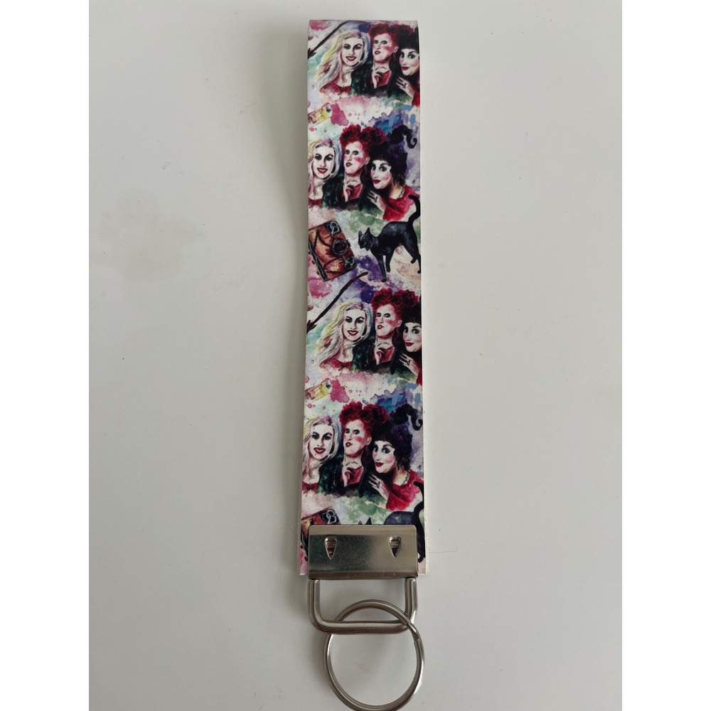 Hocus Pocus Sanderson Sisters Faux Leather Wristlet Keychain Binx Halloween